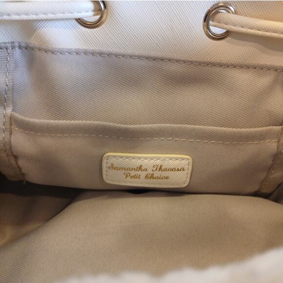 EUC Backpack Samantha Thavasa Petit Choice Ivory Fluffy Sherpa MSRP: $450 - Picture 4 of 14